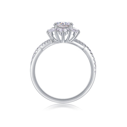 Hidden Poetry 1-Carat Moissanite Wedding Ring Set (Platinum-Plated S925 Silver)