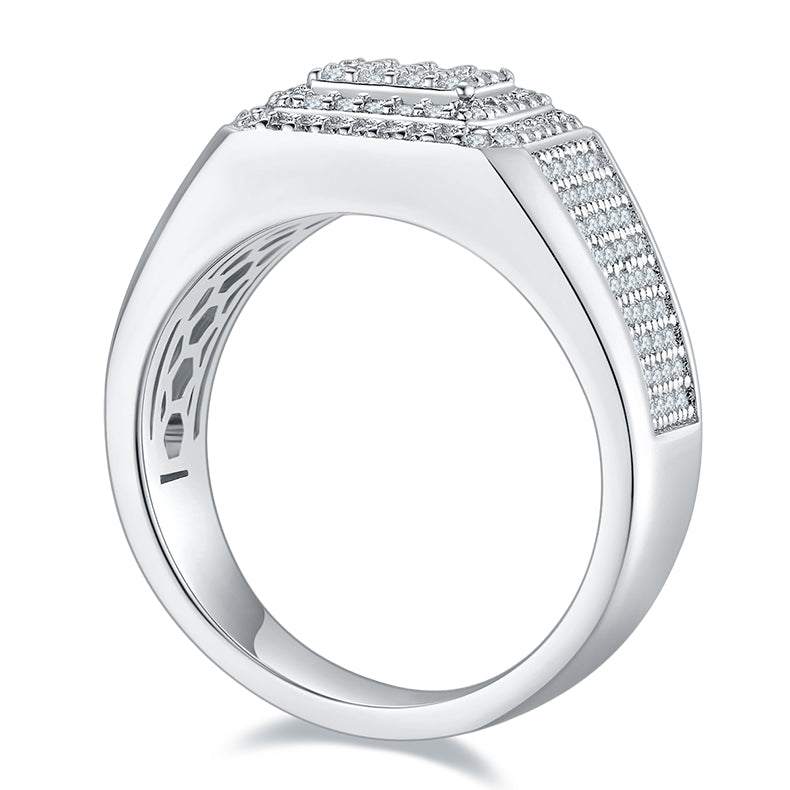 Men’s Premium Moissanite Ring Set Crafted in S925 Sterling Silver with a Platinum Finish