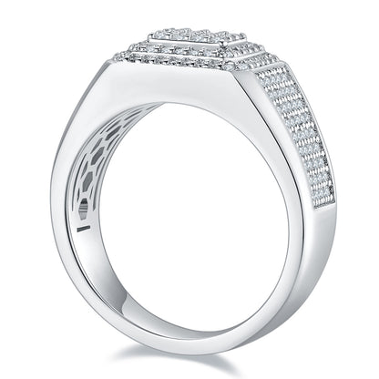 Men’s Premium Moissanite Ring Set Crafted in S925 Sterling Silver with a Platinum Finish