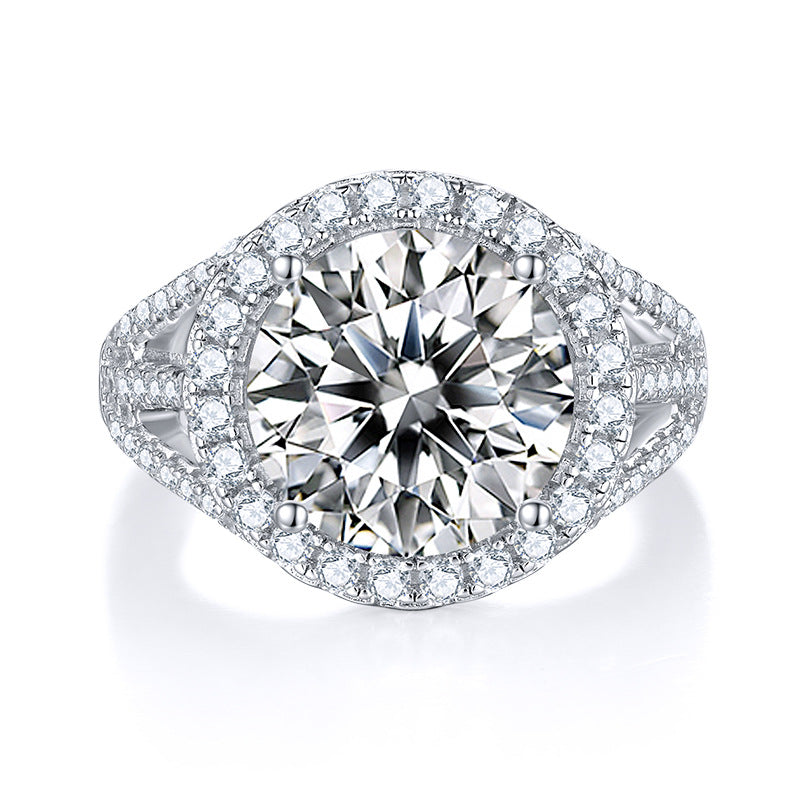 5-Carat Moissanite Platinum-Plated Sterling Silver Ring