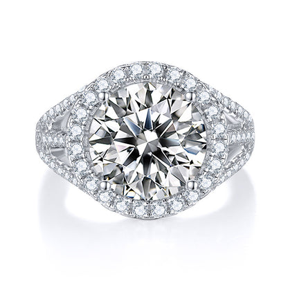 5-Carat Moissanite Platinum-Plated Sterling Silver Ring