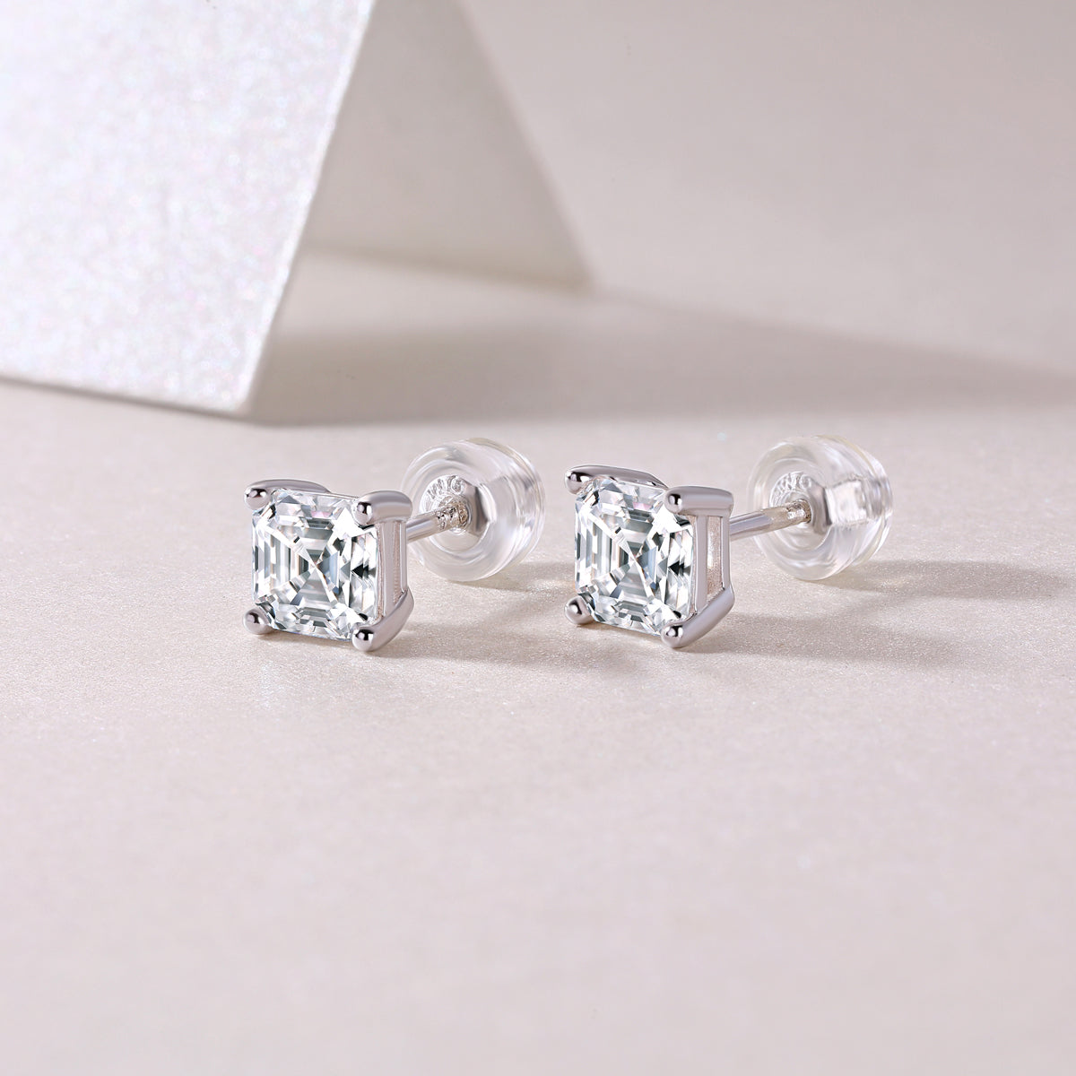 Unrestrained Moissanite Platinum-Plated Sterling Silver Stud Earrings