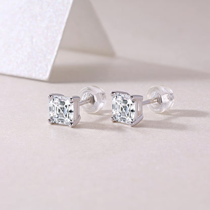 Unrestrained Moissanite Platinum-Plated Sterling Silver Stud Earrings