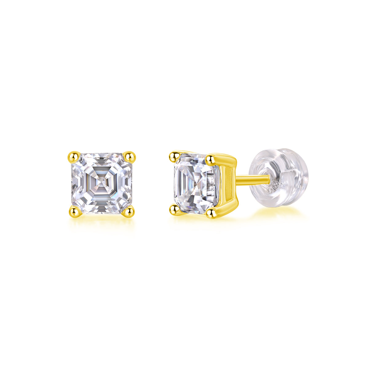 Unrestrained Moissanite Platinum-Plated Sterling Silver Stud Earrings