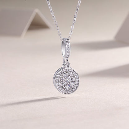 Double Ring Combination Moissanite Pendant Necklace – Platinum-Plated S925 Silver