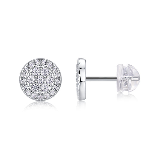 Cosmic Conjecture Moissanite Stud Earrings – Platinum-Plated S925 Silver