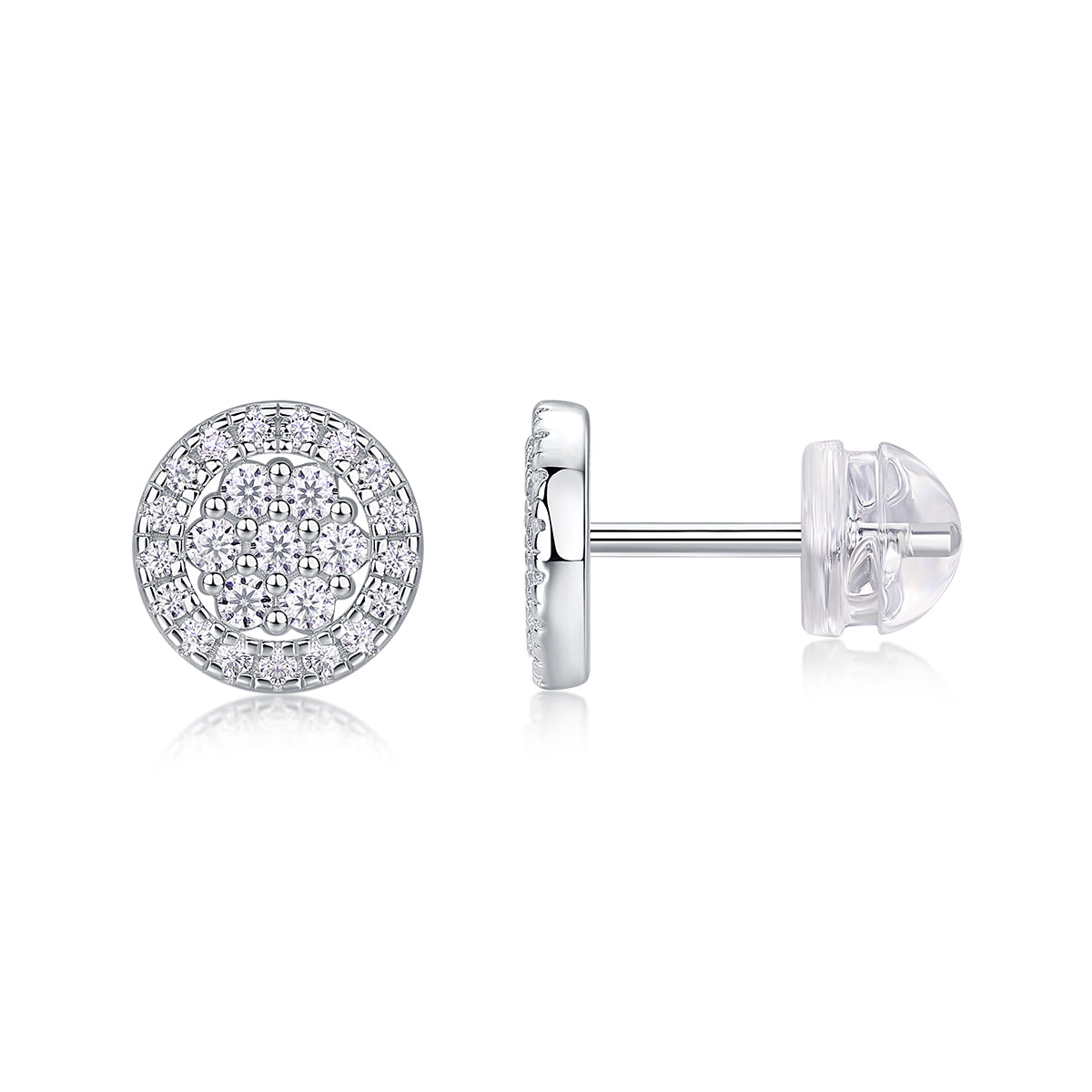 Cosmic Conjecture Moissanite Stud Earrings – Platinum-Plated S925 Silver