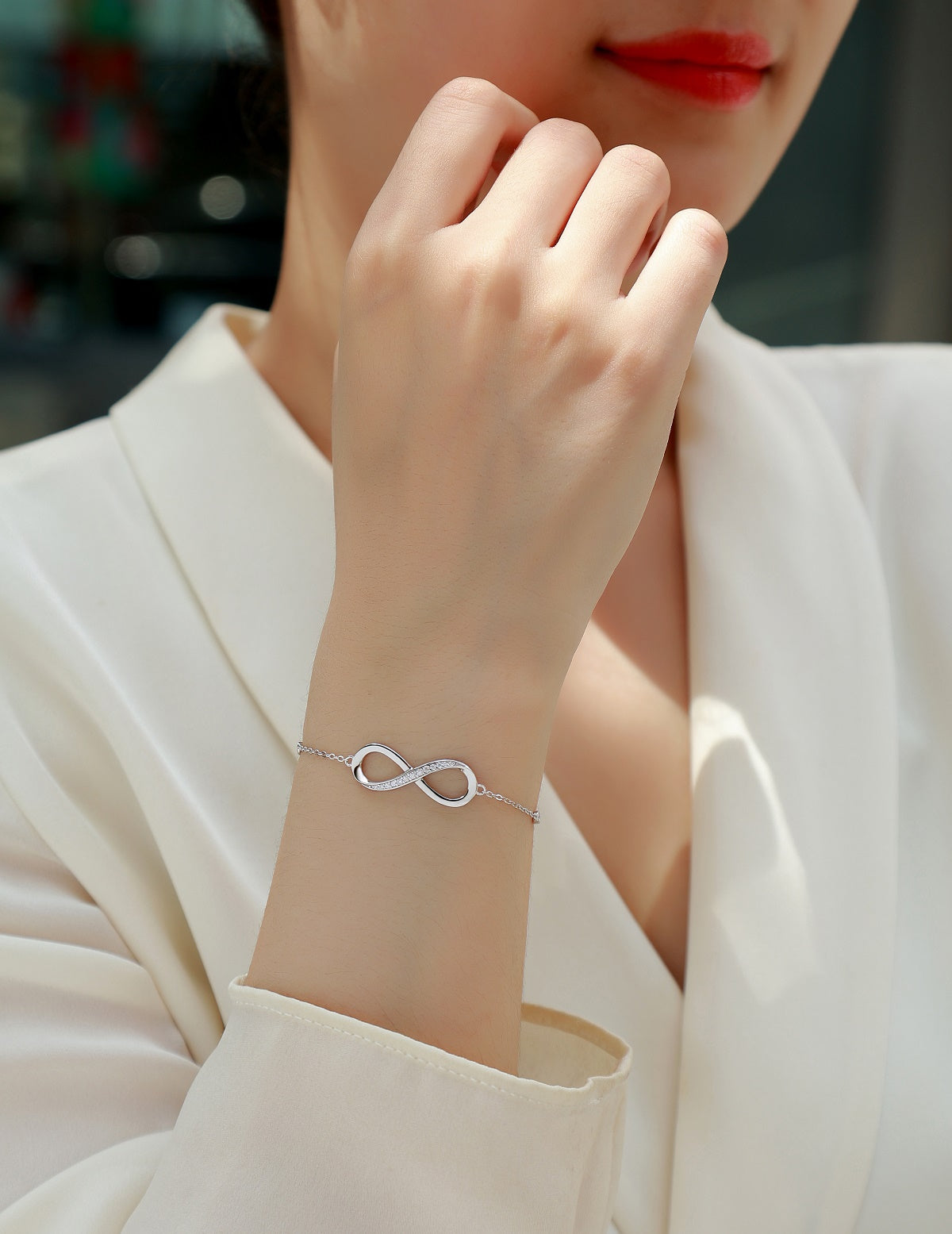 Moissanite Luxe Silver Bracelet – Platinum-Plated S925 Silver