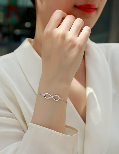 Moissanite Luxe Silver Bracelet – Platinum-Plated S925 Silver