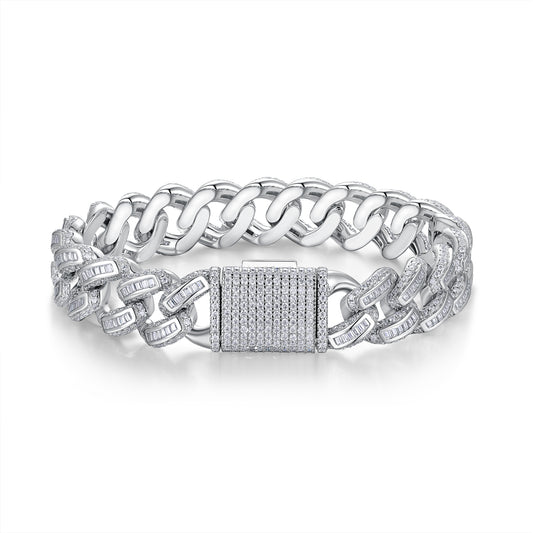 Moissanite Platinum-Finish Silver Bracelet