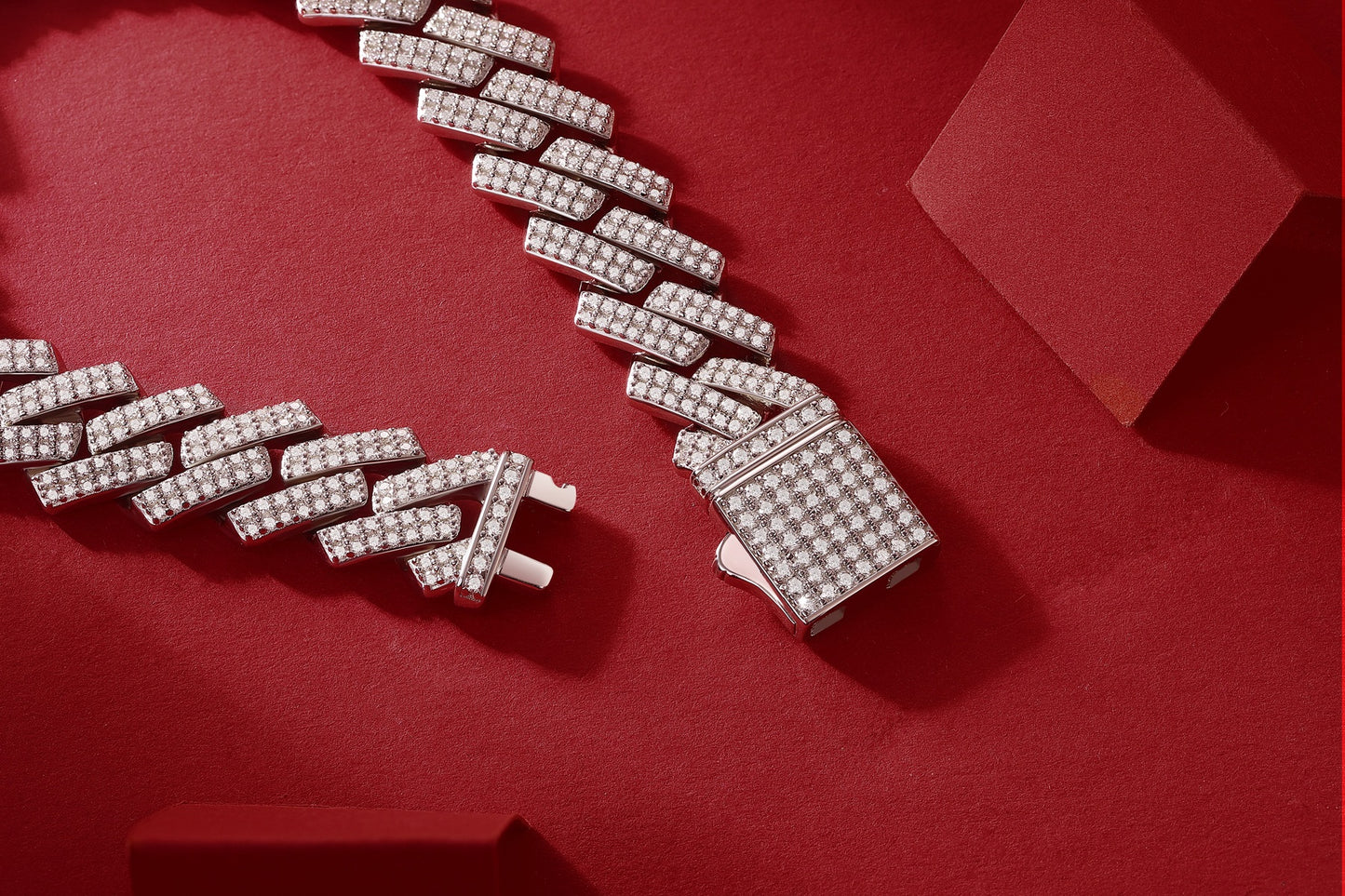 Keel Moissanite Men’s Silver Bracelet – Platinum-Plated S925 Silver, 2 Widths