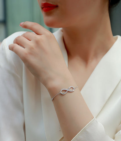 Moissanite Luxe Silver Bracelet – Platinum-Plated S925 Silver