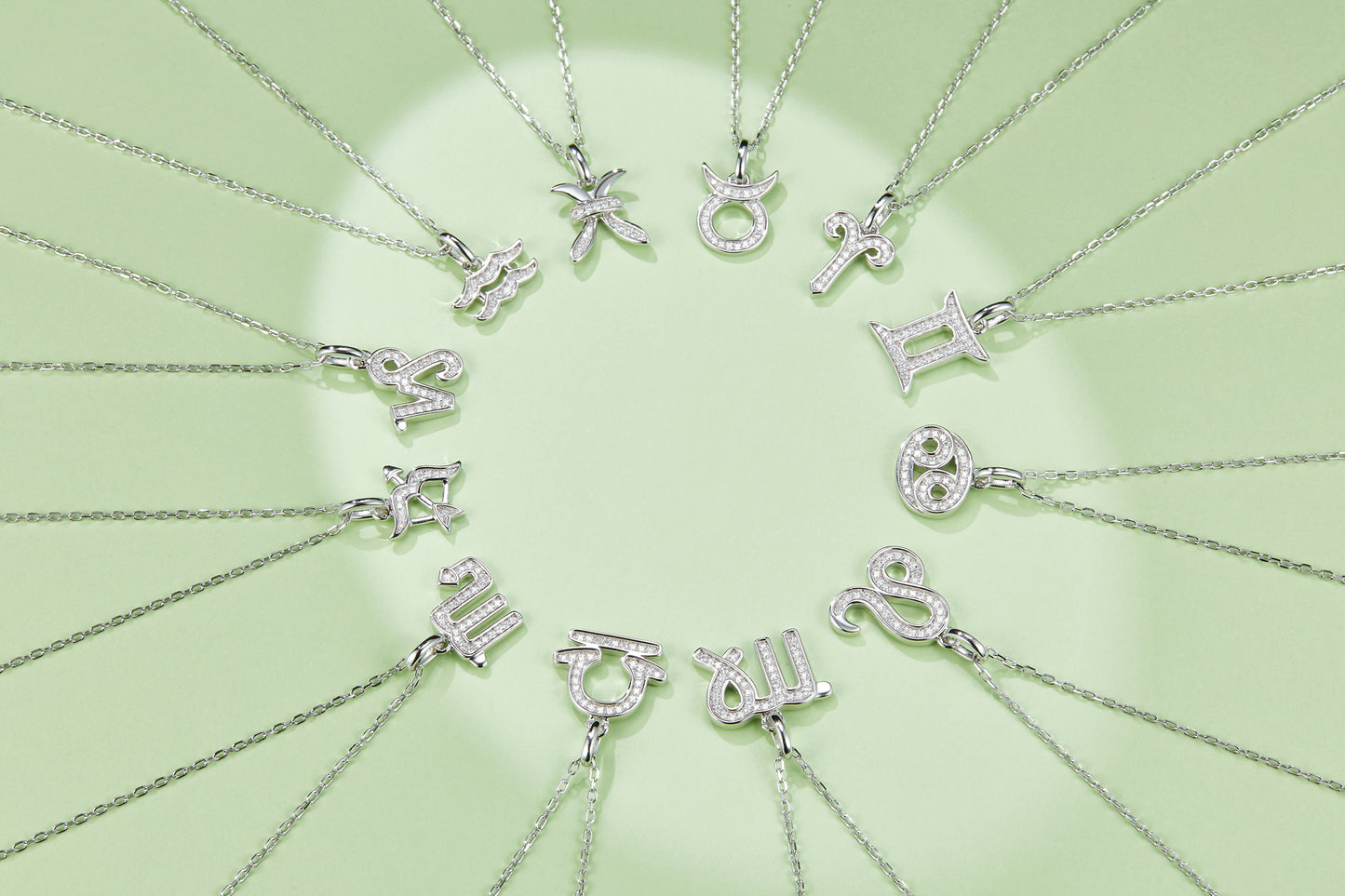 Aries 12 Zodiac Moissanite Pendant Necklace – Platinum-Plated S925 Silver