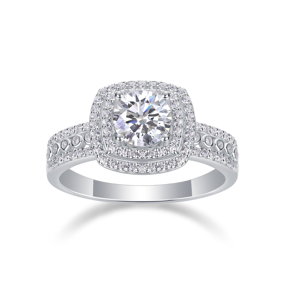 French Holiday — 1-Carat Moissanite Wedding Ring Set in S925 Sterling Silver with Platinum Finish