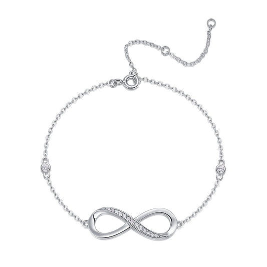 Moissanite Luxe Silver Bracelet – Platinum-Plated S925 Silver