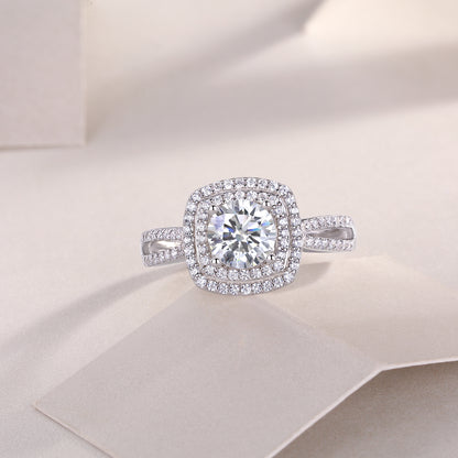 Sweet Holiday — 1-Carat Moissanite Wedding Ring Set in S925 Sterling Silver with Platinum Plating