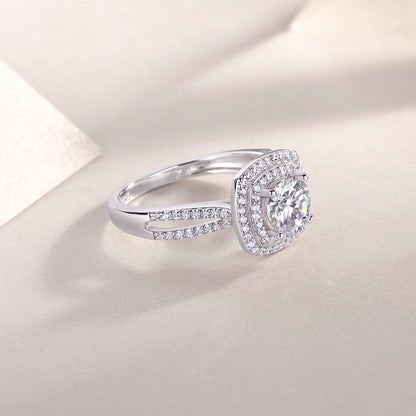 Sweet Holiday — 1-Carat Moissanite Wedding Ring Set in S925 Sterling Silver with Platinum Plating