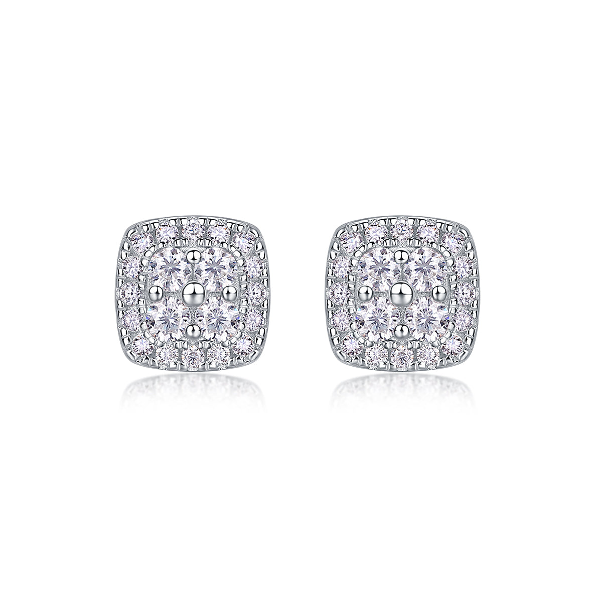 Fog Sea Moissanite Stud Earrings – Platinum-Plated S925 Silver