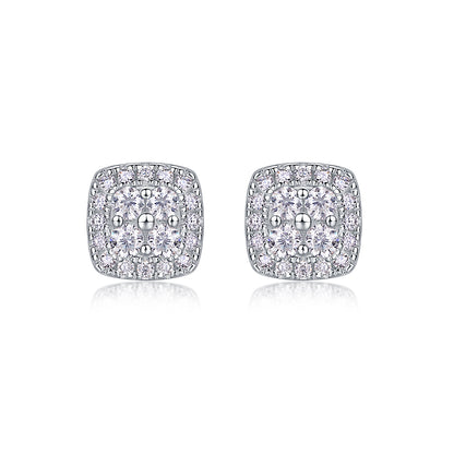 Fog Sea Moissanite Stud Earrings – Platinum-Plated S925 Silver