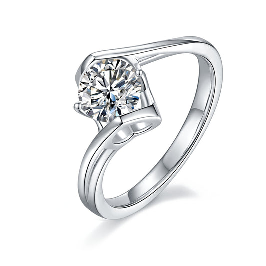 Angel’s Heart 1-Carat Moissanite Wedding Ring – Platinum-Plated S925 Silver