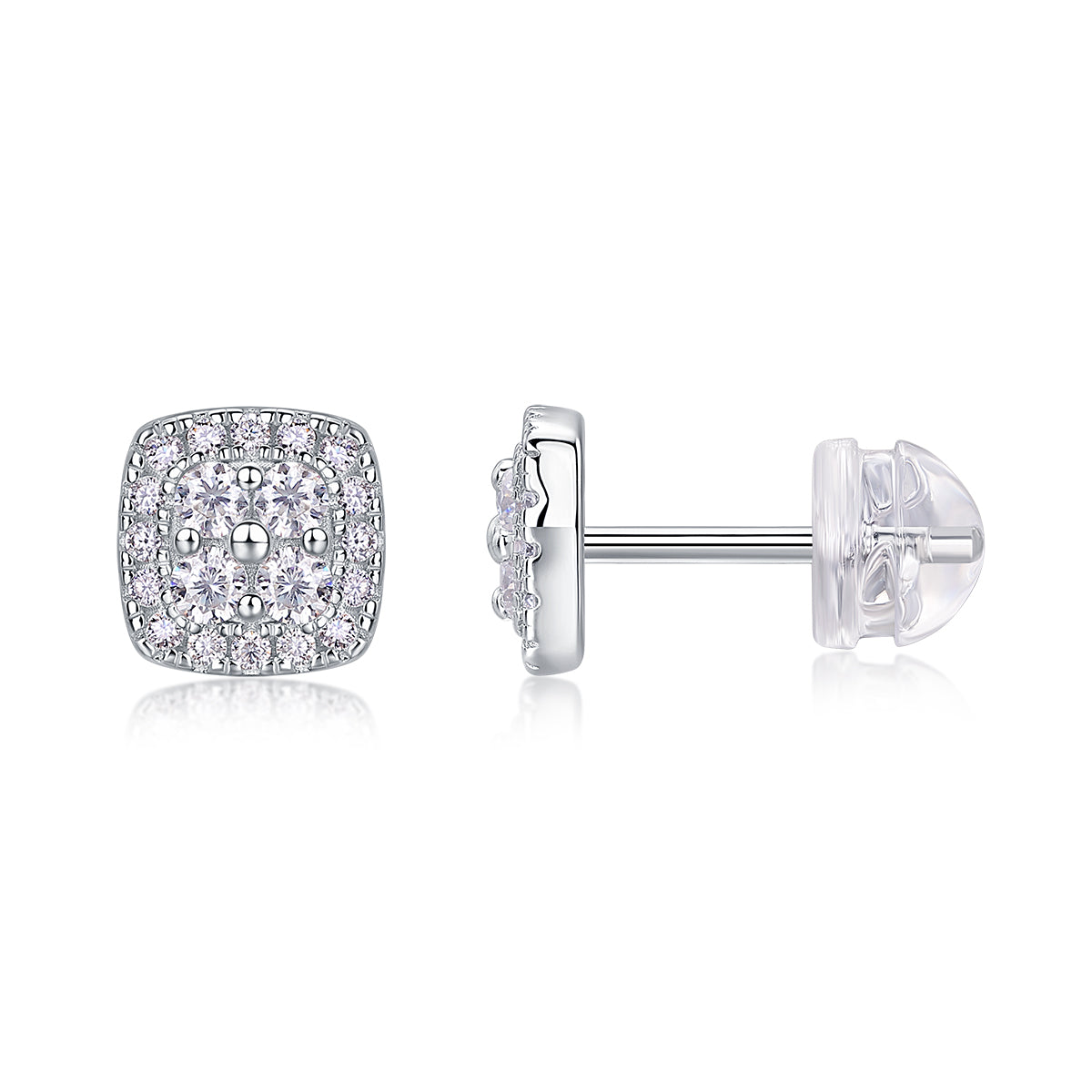 Fog Sea Moissanite Stud Earrings – Platinum-Plated S925 Silver