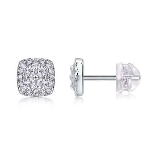 Fog Sea Moissanite Stud Earrings – Platinum-Plated S925 Silver