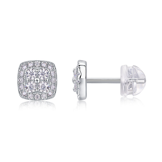 Fog Sea Moissanite Stud Earrings – Platinum-Plated S925 Silver