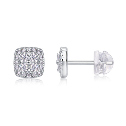 Fog Sea Moissanite Stud Earrings – Platinum-Plated S925 Silver