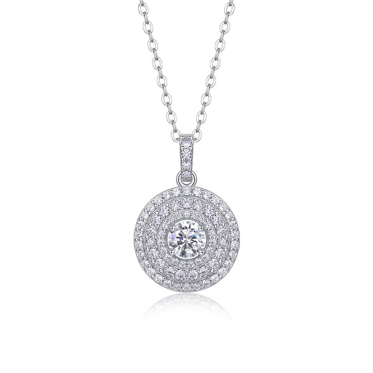 White Dune Moissanite Pendant Necklace – Platinum-Plated S925 Silver
