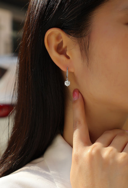 Jumping Wind 1-Carat Moissanite Stud Earrings Set (Platinum-Plated S925 Silver)