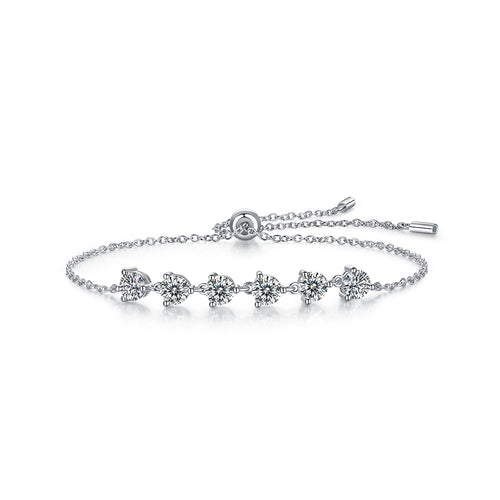 Dreamy Beauty Moissanite Silver Bracelet Set – Platinum-Plated S925 Silver