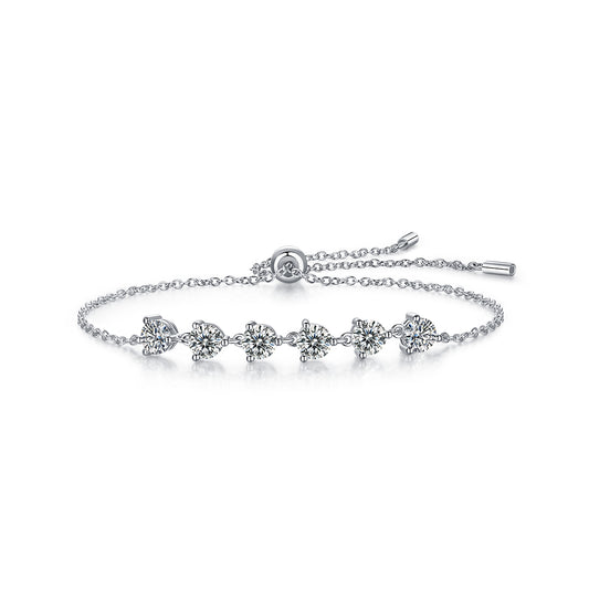 Dreamy Beauty Moissanite Silver Bracelet Set – Platinum-Plated S925 Silver