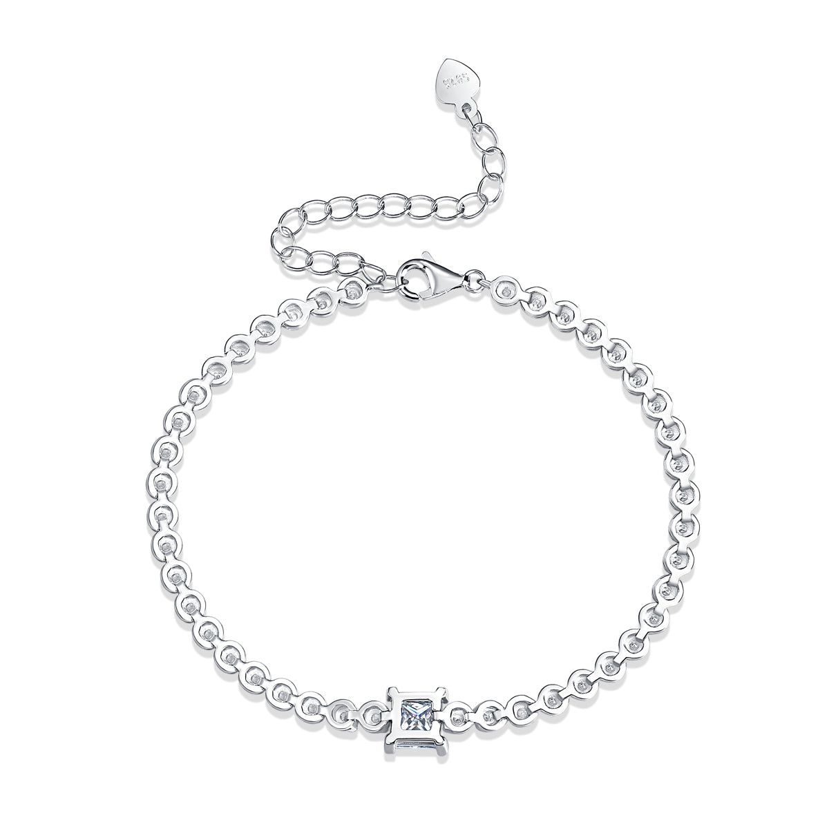 Rubik’s Cube Moissanite Platinum-Plated Sterling Silver Bracelet