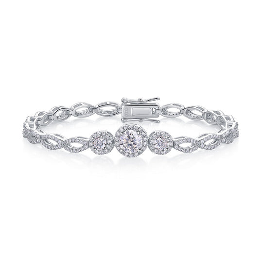 1-Carat Moissanite Platinum-Plated Sterling Silver Bracelet