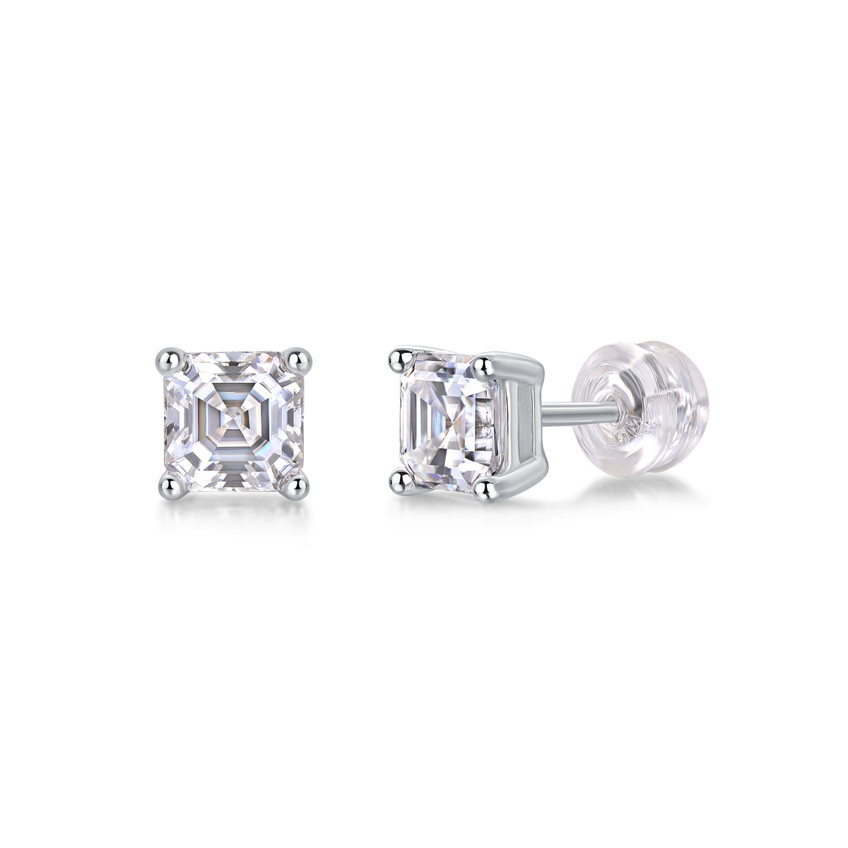 Unrestrained Moissanite Platinum-Plated Sterling Silver Stud Earrings