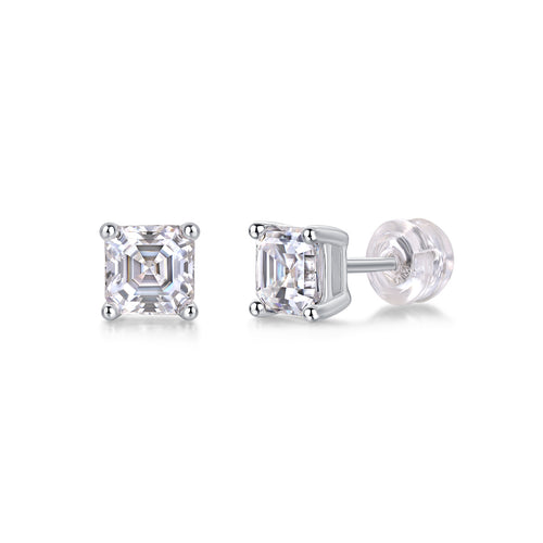 Unrestrained Moissanite Platinum-Plated Sterling Silver Stud Earrings