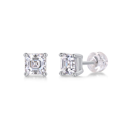 Unrestrained Moissanite Platinum-Plated Sterling Silver Stud Earrings