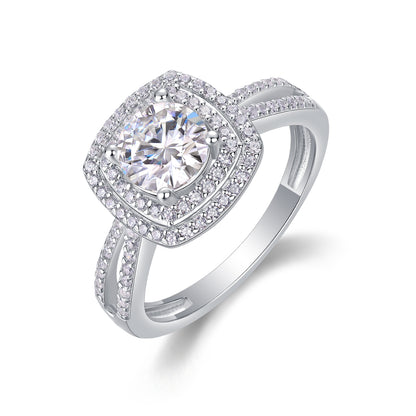 Sweet Holiday — 1-Carat Moissanite Wedding Ring Set in S925 Sterling Silver with Platinum Plating