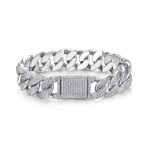 Moissanite Elegant Silver Bracelet – Platinum-Plated S925 Silver