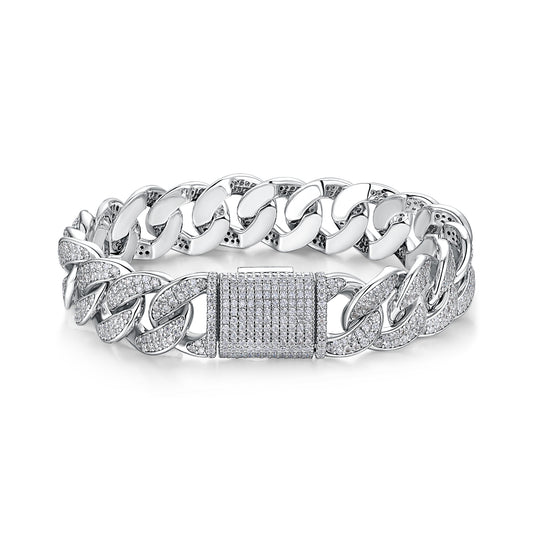 Moissanite Elegant Silver Bracelet – Platinum-Plated S925 Silver