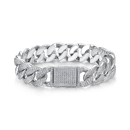 Moissanite Elegant Silver Bracelet – Platinum-Plated S925 Silver