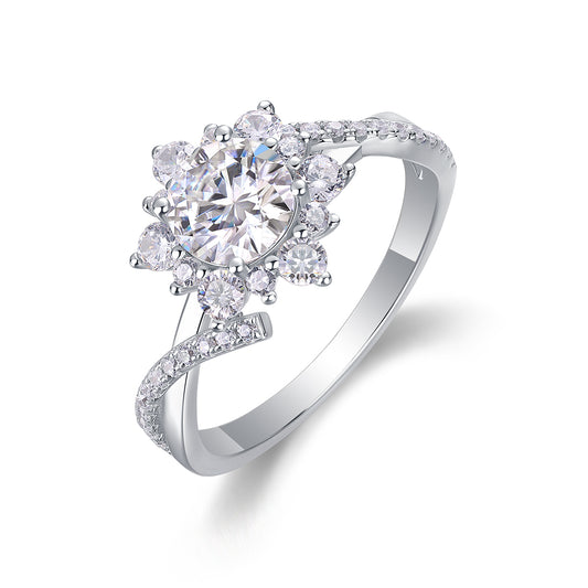 Hidden Poetry 1-Carat Moissanite Wedding Ring Set (Platinum-Plated S925 Silver)