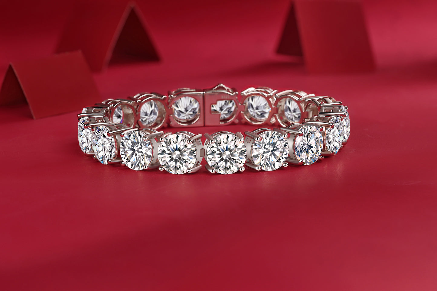 Half Summer Splendor Moissanite Silver Bracelet Set – Platinum-Plated S925 Silver