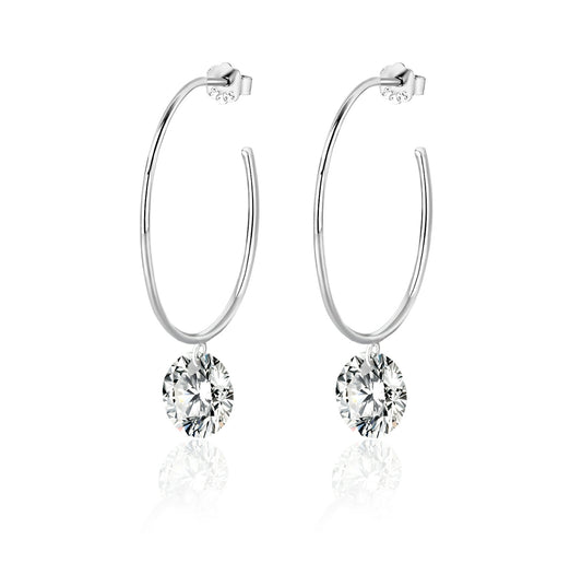 Luminous Moissanite Platinum-Plated Sterling Silver Stud Earrings