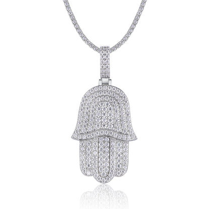 The Palm Shining Moissanite Pendant Necklace – Platinum-Plated S925 Silver