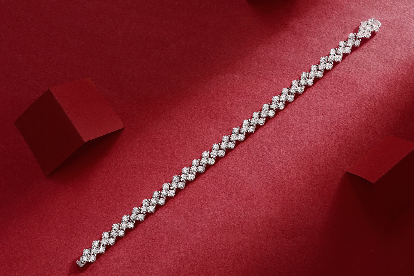 Canon Moissanite Silver Bracelet Set – Platinum-Plated S925 Silver