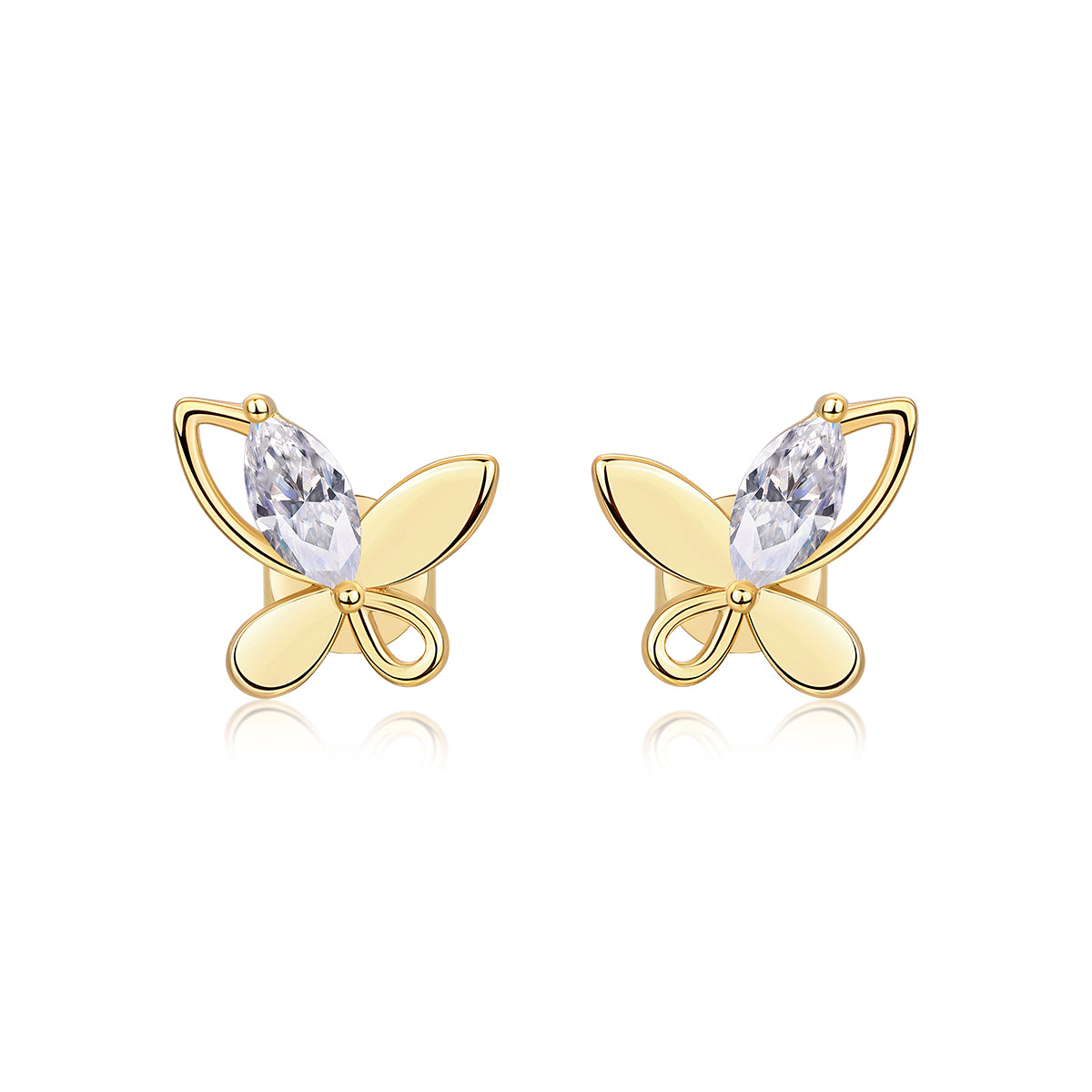 Chasing Dreams Four-Leaf Clover Moissanite Stud Earrings – Gold-Plated S925 Silver