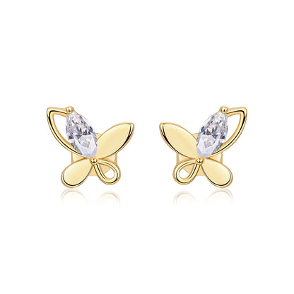 Chasing Dreams Four-Leaf Clover Moissanite Stud Earrings – Gold-Plated S925 Silver