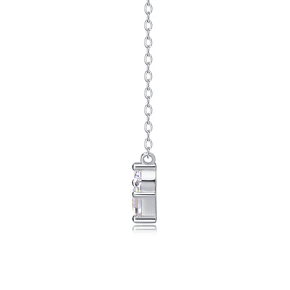 Love in the Present Moissanite Pendant Necklace – Platinum-Plated S925 Silver