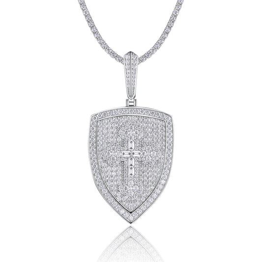 Starlight Shield Moissanite Necklace Pendant Set (Platinum-Plated S925 Silver)